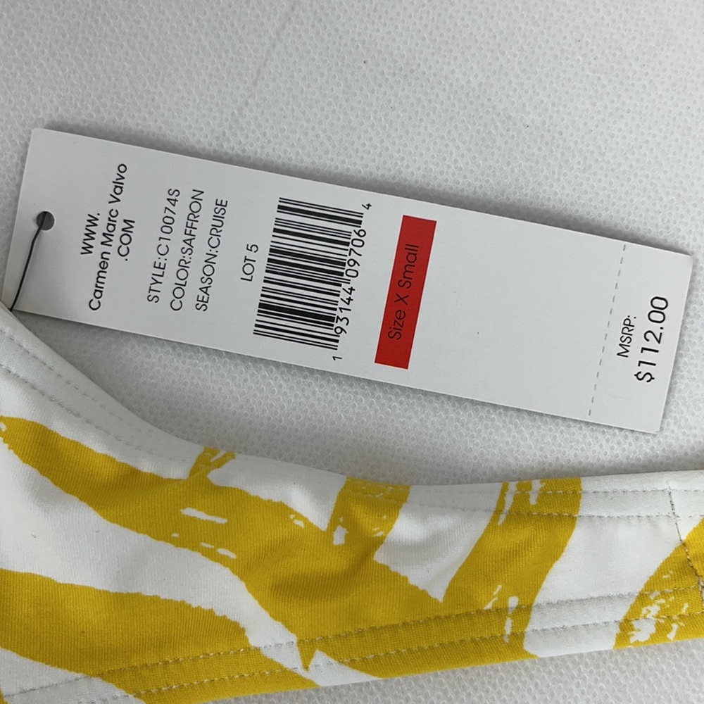 Carmen Marc Valvo Yellow Tropical Print Swimsuit - Picture 5 of 12